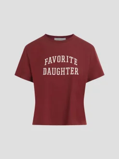 Favorite Daughter Crop Collegiate Tee in Burgundy