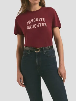 Favorite Daughter Crop Collegiate Tee in Burgundy