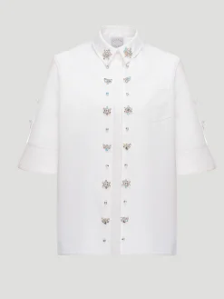 Fern Collared Half-Sleeve Embellished Shirt
