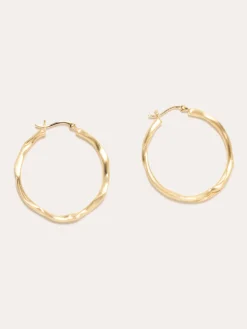 Furrowed Gold Vermeil Twisted Hoop Earrings