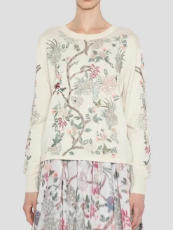 Garden Embroidered Pullover in Ecru