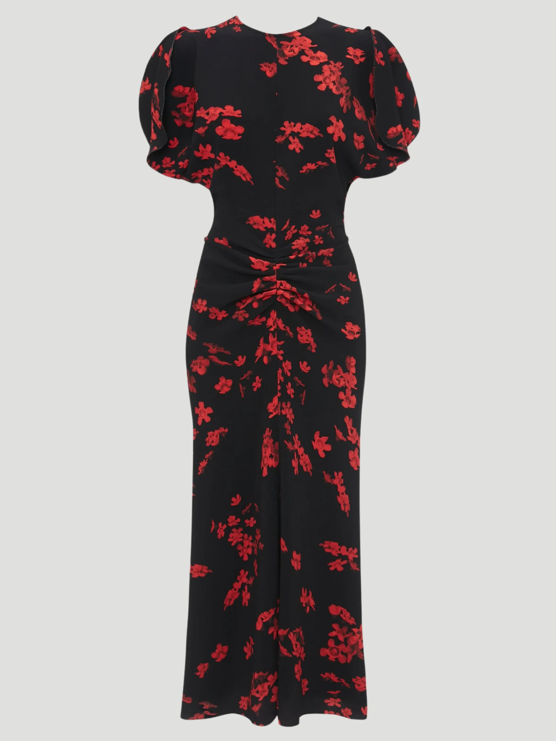 Gathered Waist Floral Midi Dress