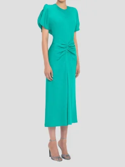 Gathered Waist Midi Dress in Peacock