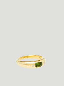 Green Tourmaline & Diamonds Mini Bubble Ring