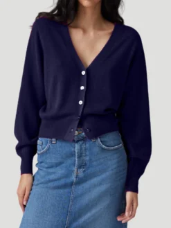 Jessie Elegant Navy Cashmere Cardigan