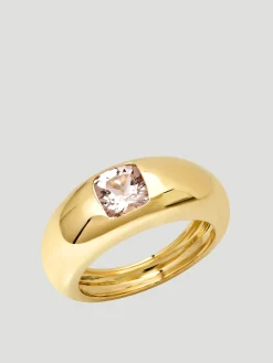 14K Yellow Gold Morganite Gypsy Dome Ring