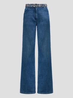 Knitted-Waistband Jeans