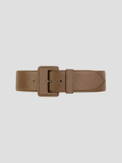 La Merveilleuse Calf Leather Belt in Taupe
