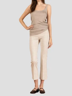 Leo Crop Flare Pant in Beige Check