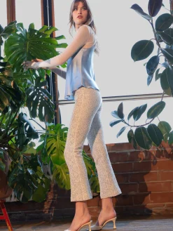 Leo Crop Flare Pant in Blue and White Boucle