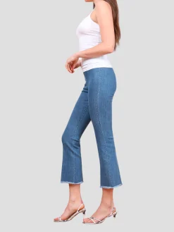 Leo Crop Flare Pant in Denim