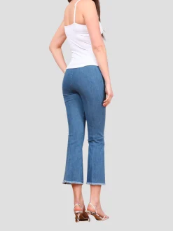 Leo Crop Flare Pant in Denim