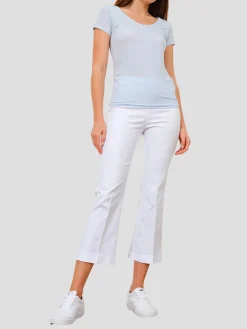 Leo Crop Flare Pant in White