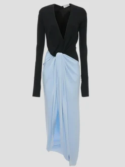 Long Sleeve Knot Detail Jersey Gown