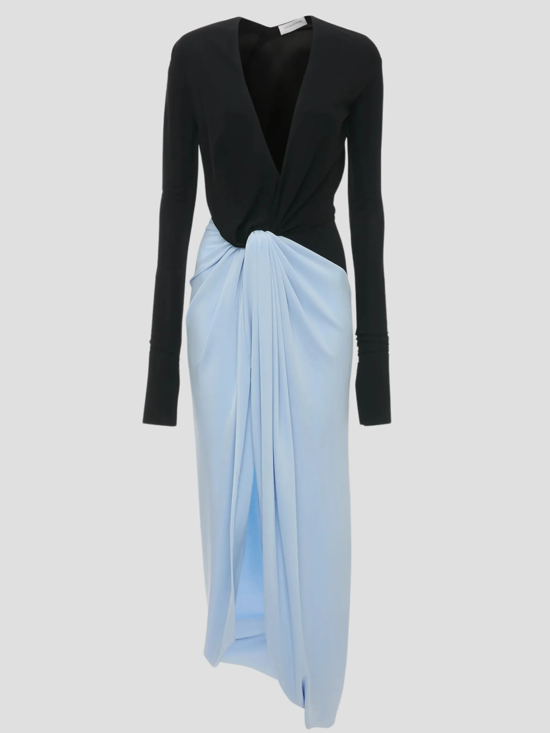 Long Sleeve Knot Detail Jersey Gown