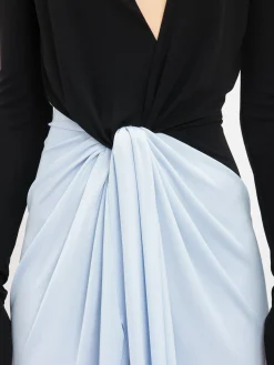 Long Sleeve Knot Detail Jersey Gown