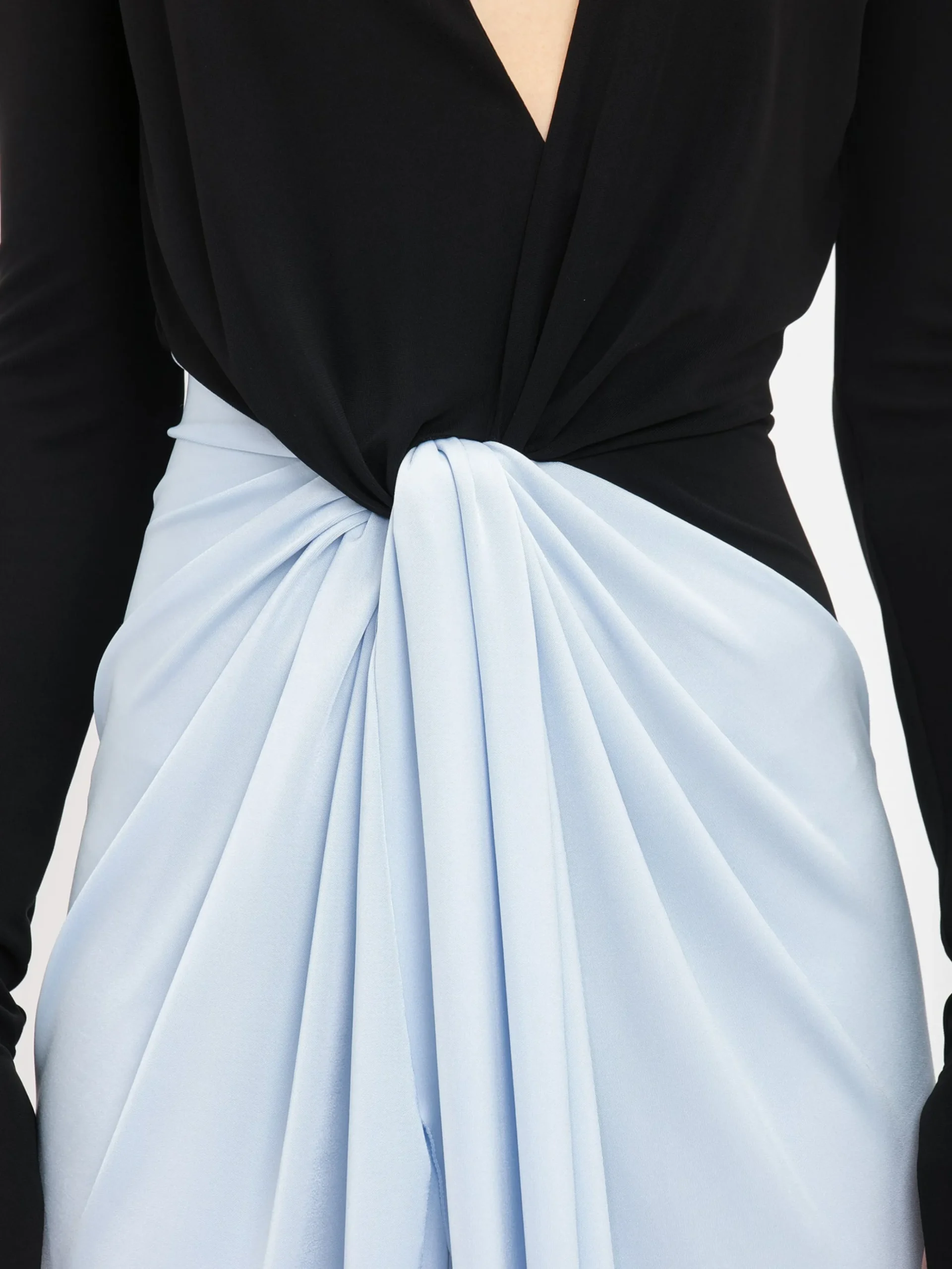 Long Sleeve Knot Detail Jersey Gown