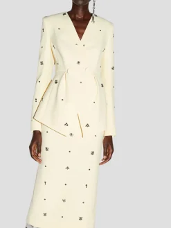 Milo Crystal-Embellished Crepe Blazer in Yellow