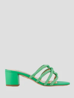 Moondust 50mm Crystal-Embellished Leather Sandal in Green