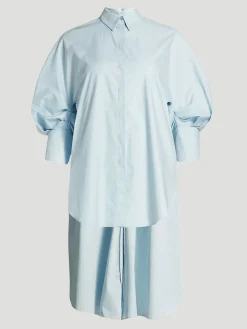 Oscar de la Renta Oversized High-low Stretch-cotton Shirt In Topaz