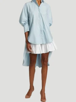 Oscar de la Renta Oversized High-low Stretch-cotton Shirt In Topaz