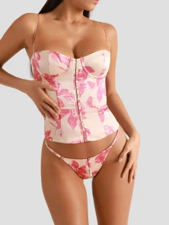 Papillon Et Orchid Corset in Rose