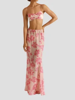 Papillon Et Orchid Maxi Skirt in Rose