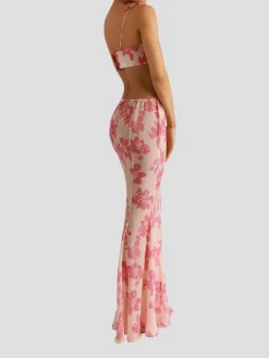 Papillon Et Orchid Maxi Skirt in Rose