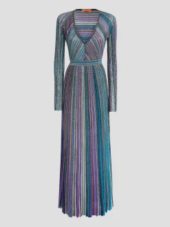 Partialized Knit Midi Dress with Sequins
