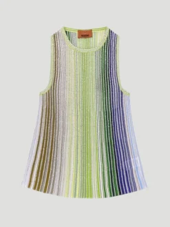 Partialized Knit Sequined Sleeveless Tank Top