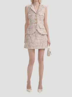 Pastel Bouclé Tailored Mini Dress