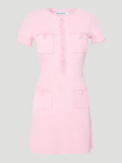 Pink Textured Knit Mini Dress