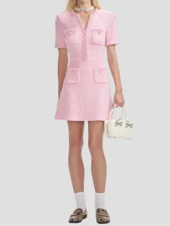 Pink Textured Knit Mini Dress