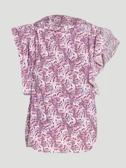 Pink Valency Butterfly Stretch Silk Top