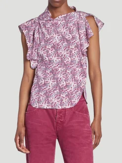 Pink Valency Butterfly Stretch Silk Top