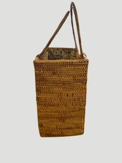 Raffia Handbag with Embroidered Pineapple