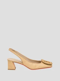 Raffia Square Toe Slingback