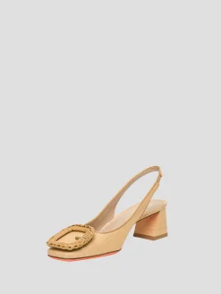 Raffia Square Toe Slingback