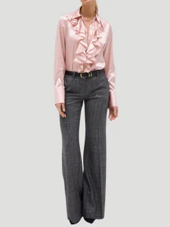 Regina Jabot Front-Ruffle Blouse