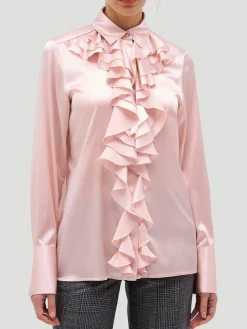 Regina Jabot Front-Ruffle Blouse