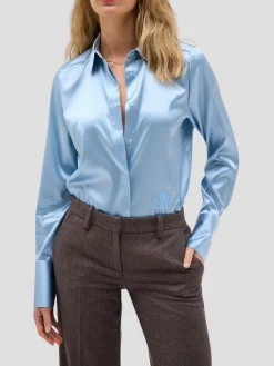 Regina Silk Shirt in Sky Blue
