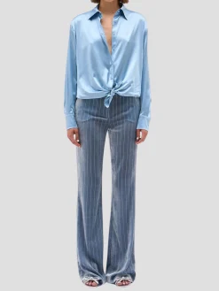Regina Silk Shirt in Sky Blue