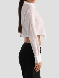 Ruffled Tuxedo Shirt in White