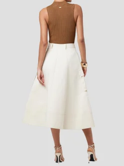 Shiloh High Waist Cargo Midi Skirt in Beige