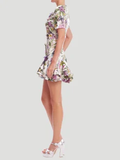 Short Sleeve Flounce Hem Mini Dress