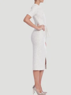 Short Sleeve Tweed Midi Dress