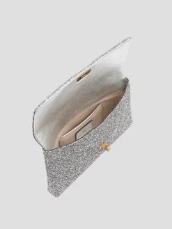 Silver Valorie Clutch in Glitter