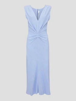 Sleeveless Gathered Waist Midi Dress in Bluebell