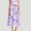 Sleeveless Printed Lace A-Line Dress