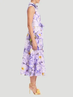 Sleeveless Printed Lace A-Line Dress